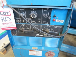 300 AMP MILLER WELDER AC/DC TIG WELDER W/ COOLER (FOR ALUMINUM), MODEL 330ST AIRCRAFTER/ JK557027, FOOT PEDAL, MILLER RADIATOR 1 COOLER, CASTERS (LOCATION: GARVEY AVE., SOUTH EL MONTE, CA)-80