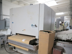 36" TIMESAVERS BELT WOOD SANDER (3 HEAD), 3 HEAD DESIGN, INCLUDES: BRAND NEW OEM TIMESAVERS CONVEYOR BELT, MOTOR LOAD INDICATORS, YEAR 1991 (LOCATION: RUSH ST., SOUTH EL MONTE, CA) ***RIGGING FEE $150***-85