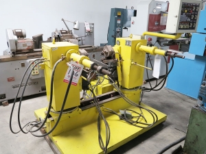 YING LIN DOUBLE FINISHING & DOUBLE END ANGLE BENDER, MODEL CR-F38, AUTOMATIC OR MANUAL OPERATION, 2 ROTARY TABLES, TOOLING, FOOT PEDAL (LOCATION: RUSH ST., SOUTH EL MONTE, CA) ***RIGGING FEE $50***-106