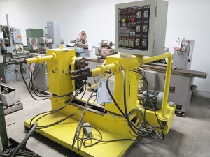 YING LIN DOUBLE FINISHING & DOUBLE END ANGLE BENDER, MODEL CR-F38, AUTOMATIC OR MANUAL OPERATION, 2 ROTARY TABLES, TOOLING, FOOT PEDAL (LOCATION: RUSH ST., SOUTH EL MONTE, CA) ***RIGGING FEE $50***-106