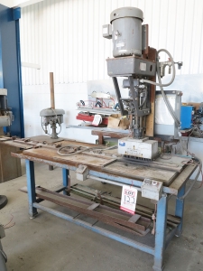HAUSE HOLOMATIC LEAD SCREW TAPPING UNIT W/ RMT MULTIHEAD TAPPER, HAUSE HOLOMATIC BORING QUILL, COOLANT TANK, SNOW MULTI-TAPPER, AIR VALVES, TABLE W/ PALM CONTROLS, DELTA VFD-B (LOCATION: RUSH ST., SOUTH EL MONTE, CA) ***RIGGING FEE $10***-122
