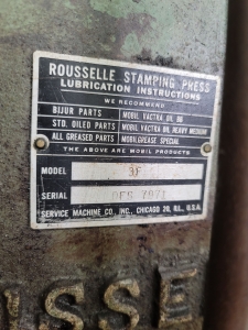 ROUSSELLE PUNCH PRESS, MODEL 3F, S/N DFS7971-6