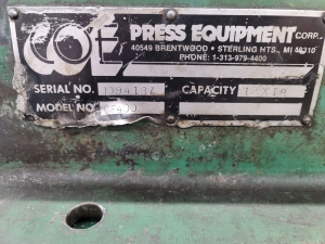COE AIR FEED, MODEL CF400, 12" X 18", S/N 1094187-11