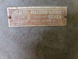 DI-ACRO/ONEIL-IRWIN MFG. PUNCH NO. 1, S/N R2221, MANUAL OPERATION-36