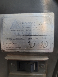 TRIANGLE ENGINEERING 42" DRUM FAN, MODEL TPC4213, 1/2 HP, S/N C98, MISSING WHEELS-37