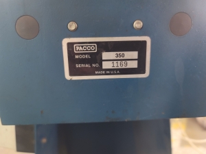 PACCO MODEL 350 DUAL HEAD HORIZONTAL BORING MACHINE, PNEUMATIC, 1 HP, S/N 1169-79