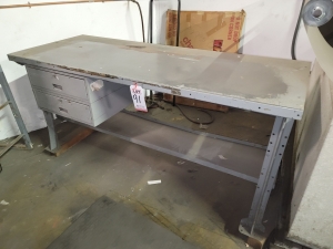 STEEL WORKBENCH W/ (2) DRAWERS, 6' X 28", 34" WORKTOP HEIGHT-91