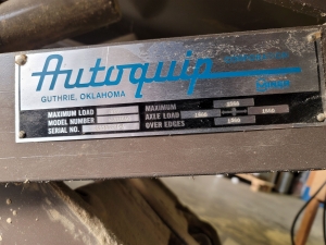 AUTOQUIP CORP SCISSOR LIFT TABLE, MODEL 32B3E40, 6' X 4', 4,000 LB CAPACITY, S/N 48539227-A-93