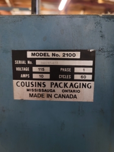 COUSINS 48" X 48" PALLET WRAPPER, MODEL 2100, S/N 160197-655-96A