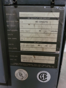 CROWN STAND-UP ELECTRIC FORKLIFT, MODEL 35RRTT, S/N 1A122432, 24V, MAST ID 35RRTT-210, OUT OF SERVICE / NEEDS WORK, W/ HOBART R SERIES 24V CHARGER, MODEL 540B1-12R, S/N 293CS05266 (CHARGER WORKS) FORKLIFT BATTERIES WERE REPLACED NEW 3 YEARS AGO, BUT THAT DID NOT FIX THE PROBLEM-129