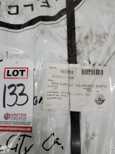 2,860 LBS OF 28GA X 24" X 22" GALVANIZED SHEETS, 1,000 PIECES-133
