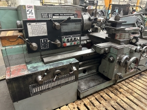TOS SUS 80 LATHE, 32" X 130" CC, 15" 6-JAW CHUCK, TAILSTOCK, (2) STEADY RESTS, DUPLOMATIC TA-175 TRACING ATTACHMENT, 3-1/4" THROUGH HOLE-56