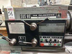 TOS SUS 80 LATHE, 32" X 130" CC, 15" 6-JAW CHUCK, TAILSTOCK, (2) STEADY RESTS, DUPLOMATIC TA-175 TRACING ATTACHMENT, 3-1/4" THROUGH HOLE-56