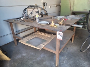 U-SHAPED WELDING TABLE, 68" X 56" X 7/16" TOP, CONTENTS NOT INCLUDED-376