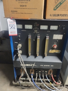 STELLITE PLASMA TRANSFERRED ARC WELDING SYSTEM FOR APPLICATION OF HARDFACING, W/ STELLITE PTA SYSTEM 300, NESLAB CFT-150 REFRIGERATED RECIRCULATOR-382