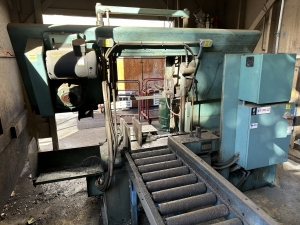 W.F. WELLS HORIZONTAL BAND SAW, MODEL F-16-2, S/N A3480-F11819, W/ 10' OF 14" ROLLER CONVEYOR-387