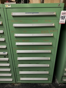 STANLEY VIDMAR 9-DRAWER TOOL CABINET, W/ CONTENTS OF TOOLING, TO INCLUDE: LARGE QUANTITY OF CARBIDE INSERTS-488