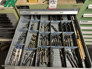 WATERLOO 9-DRAWER TOOL CABINET, W/ CONTENTS OF TOOLING, TO INCLUDE: DRILLS, TAPS, DIES, ETC.-490