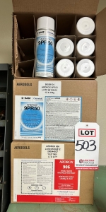 LOT - (18) CANS OF ARDROX 9PR50 SOLVENT CLEANER AND (12) CANS OF ARDROX 906 VISIBLE WATER WASHABLE PENETRANT-503