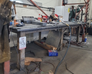WELDING TABLE W  10 ft X 4 ft X 1inch THICK STEEL TOP CONTENTS NOT INCLUDED-43A