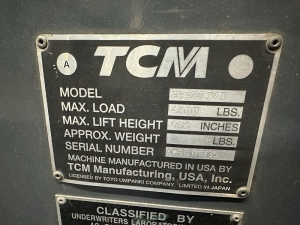 TCM LPG FORKLIFT MODEL FCG25T7T 4300 LB CAPACITY SIDE SHIFT 3 STAGE MAST SOLID TIRES LOAD LIGHTS 04321 HOURS S N A15G05135 (DELAYED PICKUP UNTIL JULY 24 2023)-46
