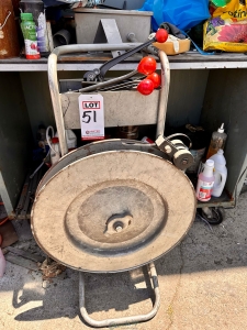 LOT   BANDING CART W  TOOLS AND 1 2inch STEEL BANDING-51