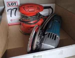 LOT   (1) MAKITA DISC GRINDER AND (1) ELECTRIC PALM SANDER-77