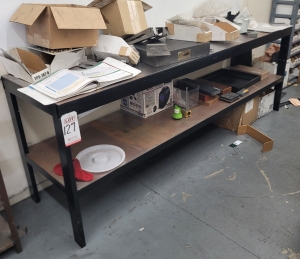 STEEL TABLE 8 ft X 2 ft X 34inch HT CONTENTS NOT INCLUDED-127