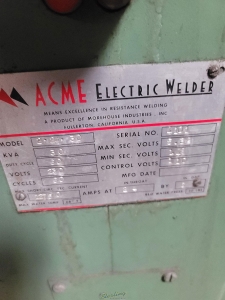 Acme-ACME 30 KVA SPOT WELDER, MODEL 2-24-30, S/N 4101-25