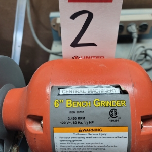 CENTRAL MACHINERY 6" BENCH GRINDER, ITEM 39797, 3,450 RPM, 1/2 HP-2