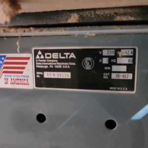 DELTA 10" UNISAW TABLE SAW, CAT. NO. 36-815, 3 HP, 230V, 28" X 27" CAST TABLE, 40-1/2" FENCE, S/N 93H94175, WITH OR WITHOUT SURROUNDING MATERIAL SUPPORT TABLES-10