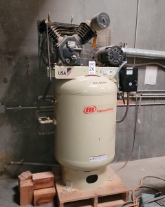 INGERSOLL RAND 2-STAGE AIR COMPRESSOR, MODEL 2545K10V-5, 10 HP, 230V, 3-PHASE, 120-GALLON TANK, 175 PSI MAX PRESSURE, S/N CBV482462-26