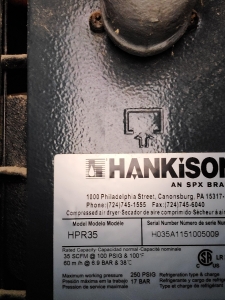 HANKISON REFRIGERATED AIR DRYER, MODEL HPR35, S/N H035A1151005009, 115V, SINGLE PHASE-28