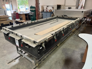 CUSTOM MADE THERMOFORMER VACUUM PRESS, 52" X 127" AIR TABLE, TRACK-30