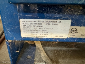 NISSAN ELECTRIC FORKLIFT, MODEL CP1B2L25S, 4,000 LB CAPACITY, 3-STAGE MAST, SIDE SHIFT, SOLID TIRES, 4' FORKS, LOAD LIGHTS, APPROX. 11,751 HOURS, S/N CP1B2-000219, W/ POWERHOUSE BATTERY CHARGER, (DELAYED PICKUP UNTIL FEBRUARY 20)-36