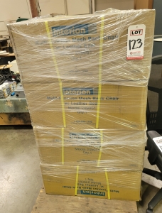 LOT - (4) INTERION MULTI-FUNCTION MESH & LEATHER HIGHBACK TASK CHAIR, MODEL 249051, NEW IN BOX-123