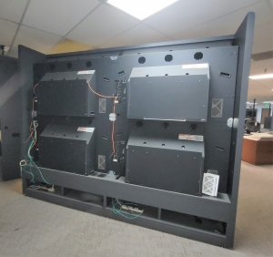 VIDEO WALL CABINET W/ (4) HIGH RESOLUTION 70" CLARITY VIDEO CUBES, COLOR: WROUGHT IRON-174