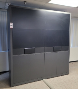 VIDEO WALL CABINET W/ (4) HIGH RESOLUTION 50" CLARITY VIDEO CUBES, SPEAKERS, COLOR: WROUGHT IRON-175