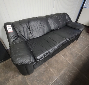 LOT - (1) 7' SOFA & (1) 6' LOVE SEAT, COLOR: BLACK VINYL-211