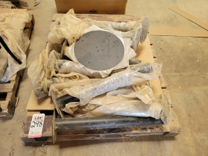 LOT - (3) PALLETS OF MISC. METAL PIECES AND BLACK NYLON STRAPPING-248