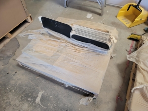 LOT - (3) PALLETS OF MISC. METAL PIECES AND BLACK NYLON STRAPPING-248