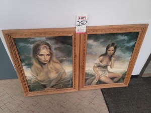 LOT - (2) FRAMED PAINTINGS OF YOUNG WOMEN-250