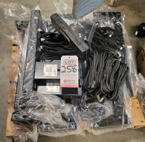 LOT - (5) COMPLETE SETS OF DESKTOP RISERS, MECHANICAL RAISING PISTON W/ CONTROLS AND WIRING-258