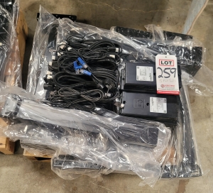 LOT - (5) COMPLETE SETS OF DESKTOP RISERS, MECHANICAL RAISING PISTON W/ CONTROLS AND WIRING-259