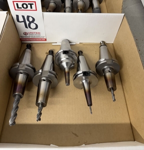 LOT - (5) CAT-40 SHRINK-FIT TOOL HOLDERS, W/ TOOLS-48
