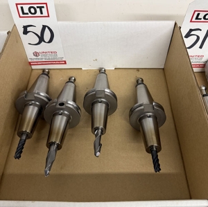 LOT - (4) CAT-40 SHRINK-FIT TOOL HOLDERS, W/ TOOLS-50