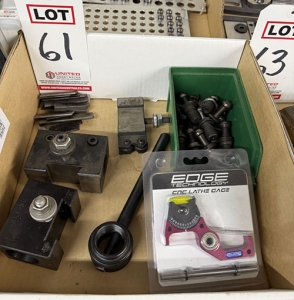 LOT - LATHE TOOL HOLDERS, 5C COLLET TOOL, CNC LATHE GAGE, 40-TAPER PULL PINS-61