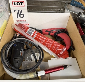 LOT - DREMEL 200 ROTARY TOOL, TTC 1/8" AIR DIE GRINDER, ARROW HOT MELT GLUE GUN & GLUE STICKS-76