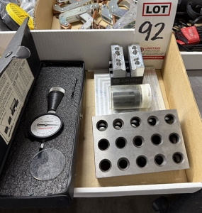 LOT - BRENCOR ANGLE-CHEK CHAMFER GAUGE, 2-4-6 BLOCK AND MISC. FIXTURE PLATE-92
