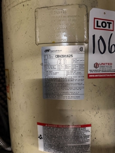 INGERSOLL RAND 5 HP AIR COMPRESSOR, MODEL 2340L5-V, 200 CFM, 60-GALLON TANK, S/N CBV201625-106